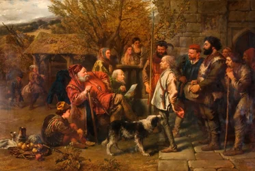 Sir John Falstaff Revisando su Regimiento Andrajoso