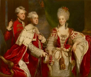 George, 2º Conde Harcourt, su esposa Elizabeth y su hermano William