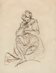 Estudio de una mujer sentada