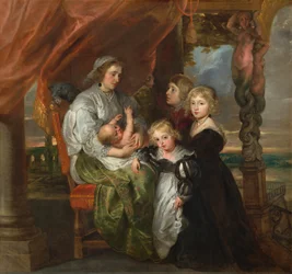 Deborah Kip, esposa de Sir Balthasar Gerbier, y sus hijos
