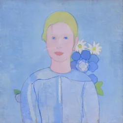 Niña con flores de papel