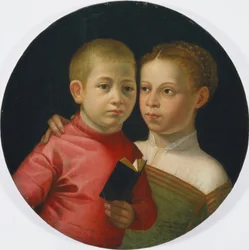 Retrato doble de un niño y una niña de la familia Attavanti