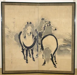 Caballos, japoneses, período Edo, c. siglo XVIII
