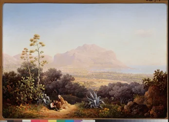 Vista de Palermo (Sicilia, Italia) (Vista de Palermo) - Pintura de Sokrat Maximovich Vorobyev (Vorobiev) (1817-1888), óleo sobre lienzo