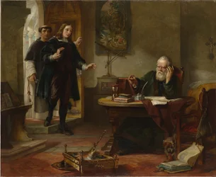 Milton visitando a Galileo cuando era prisionero de la Inquisición, 1847