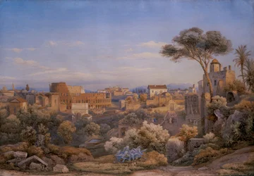 El Coliseo y el Foro, vistos desde el oeste, Roma