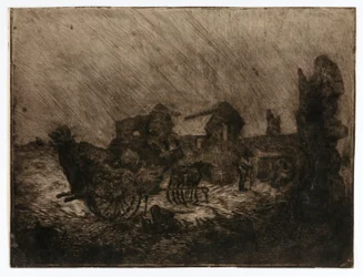 Carreta y ruinas
