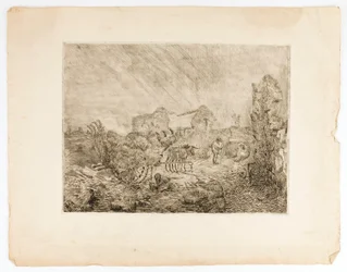 Carreta y ruinas