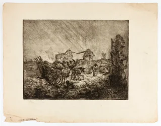 Carreta y ruinas