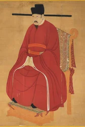 Emperador Renzong de Song (tinta y color sobre seda; pergamino colgante)