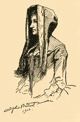 Una capucha de camlote, tomada de una prenda original, c1702, 1903, 1937