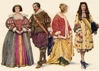Ropa durante los reinados de Carlos I y II, y Jacobo II, 1640-1686, 1903, 1937