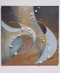 Los ángeles, 2007 (panel, perspex, textil, plomo, alambre, dorado, pigmento, acero)
