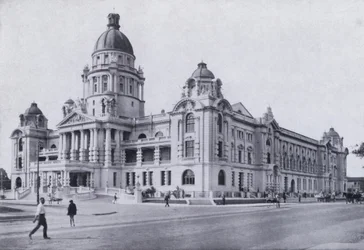 El Ayuntamiento, desde el Royal Hotel, Durban (foto en blanco y negro)