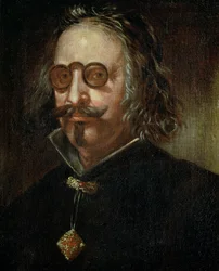 131-0795082 Retrato de Francisco de Quevedo y Villegas (1580-1645) (óleo sobre lienzo)