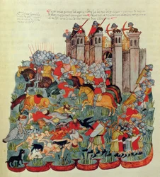 Escena de batalla, de la Biblia de la Casa de Alba