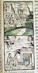 Códice de la conquista de México: los emisarios de Moctezuma II, emperador azteca, al encuentro de los españoles