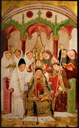 Consagración de un obispo (óleo sobre madera)