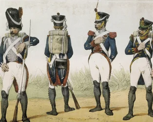 DE SOTTO, Serafin Maria, Conde de Clonard (1793 - 1862). Historia organica de las armas de Infanteria y Caballeria espanolas. 1851 - 1859. Infantería durante el reinado de Fernando VII de España. Granaderos, fusileros, sargentos y cazadores (1815-1820). Gr