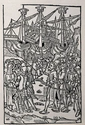 Grabado en Historia de Vespasiano, impreso en 1495 en Zaragoza