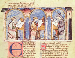 Fol.1v Fabricantes de mesas de juegos, del Libro de juegos, ajedrez, dados y tableros, 1282