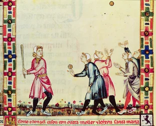 Juego de pelota al aire libre, del manuscrito realizado bajo la dirección de Alfonso X (1221-84) El Sabio, Rey de Castilla y León