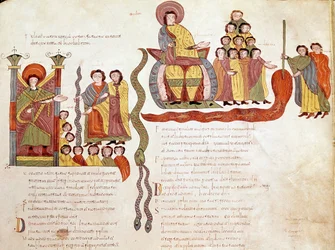 Página de la Biblia mozárabe: Las plagas: el agua convertida en sangre