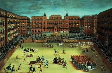 Panorama de una fiesta en la Plaza Mayor de Madrid