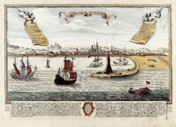 Puerto de Barcelona, finales del siglo XVIII (grabado)