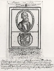 Retrato de Hernando Cortés (1485-1547) y sus armas