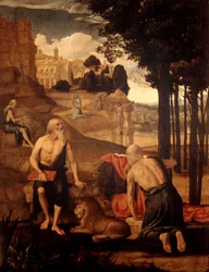 Escenas de la vida de San Jerónimo; San Francisco en el éxtasis con el hermano León