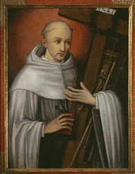 San Bernardo de Claraval llevando los instrumentos de la Pasión