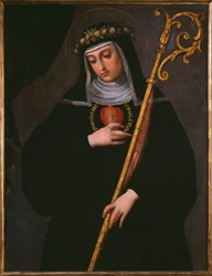 Santa Gertrudis la Grande portando el Sagrado Corazón de Jesús