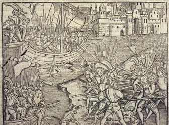 La Conquista del Perú, ilustración de la "Historia General de las Indias y Nuevo Mundo" de Francisco López de Gómara (n.1510) 1554 (grabado)