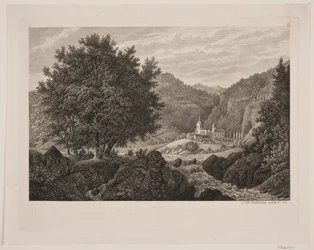 Paisaje montañoso con una iglesia