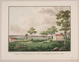 Vista de una parcela en Grønsund en Falster bajo el Instituto de Agricultura Classenske