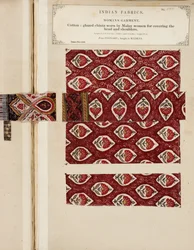 Muestra de chintz de algodón esmaltado de Poonary, comprada en Madrás, de La Colección de los Fabricantes de Textiles de la India, por John Forbes Watson, publicada en 1866