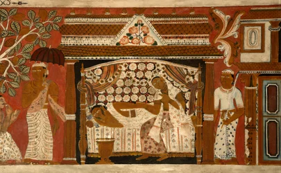 Pintura mural en la Casa de Imágenes del Templo Subdharama, Dehiwala