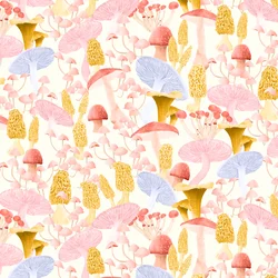Mushroom medley pattern light, 2022 (lápiz de grafito y digital)