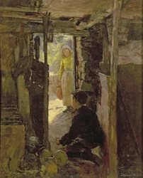 En la puerta de la cabaña