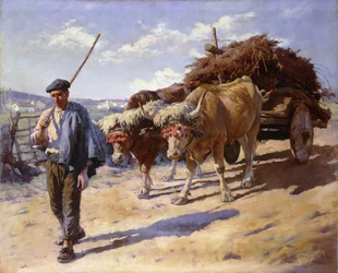 Campesino con su carreta de bueyes, Ascain