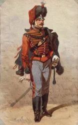Estudio de uniformes, dibujo de Stanislao Grimaldi del Poggetto