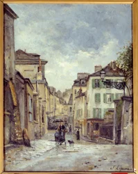 Una calle del viejo Montmartre en París