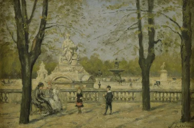 Plaza de la Concordia, vista desde la terraza de las Tullerías, hacia 1880 (óleo sobre madera)