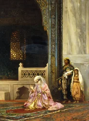 Una dama turca rezando en la Mezquita Verde, Bursa