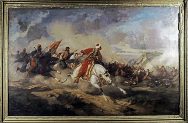 IMPERIO OTOMANO: Batalla campal de Mohacs ( 29 de agosto de 1526) entre las fuerzas de... (óleo sobre lienzo)