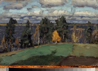 Pintura de Stanislav Yulianovich Zhukovsky (Joukovski) (1873-1944), pintura sobre papel.