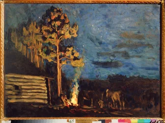 Noche de primavera. Obra de Stanislav Yulianovich Zhukovsky (1873-1944), óleo sobre tabla