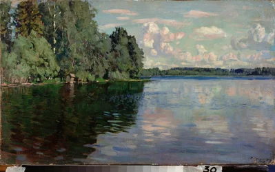 Un lac. Pintura de Stanislav Yulianovich Zhukovsky (Joukovski) (1873-1944), huile sur toile