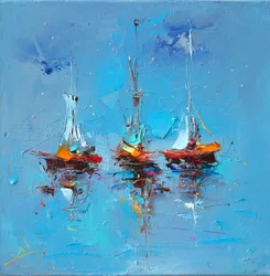 Reflejo de barcos de colores